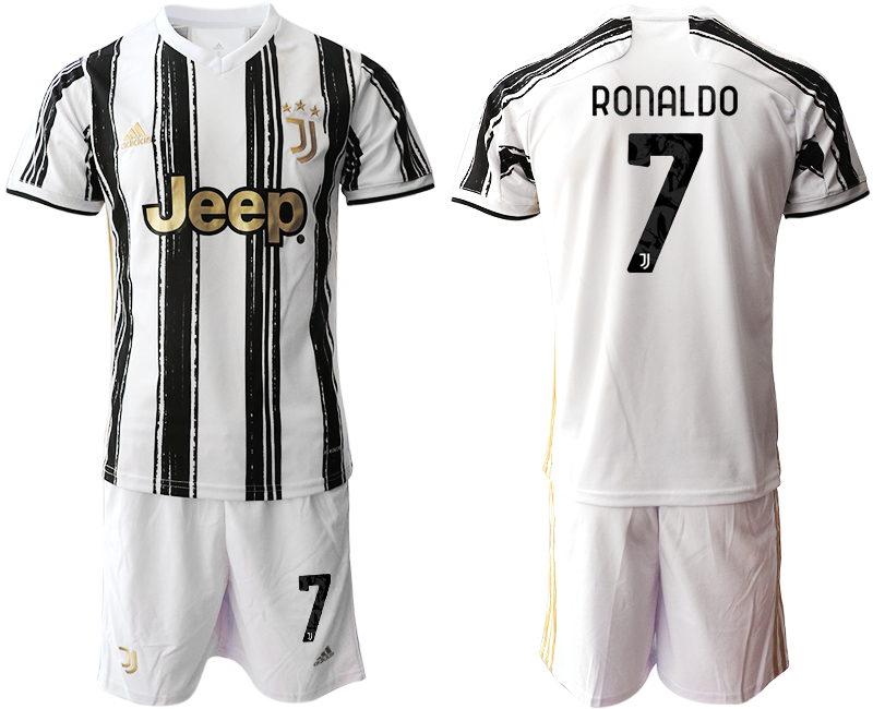 Men 2020-2021 club Juventus home #7 white black Soccer Jerseys
